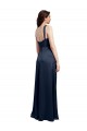 Low Back Dark Navy A-Line Cowl Neck Long Formal Evening Gown / Prom Dress / Bridesmaid Dress York