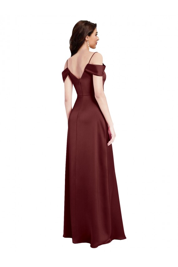 Burgundy Gold A-Line V-Neck Sleeveless Long Formal Dress / Bridesmaid Dress York