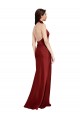 Open Back Burgundy A-Line Halter Neck Long Black Tie Evening Gown / Prom Dress / Bridesmaid Dress York