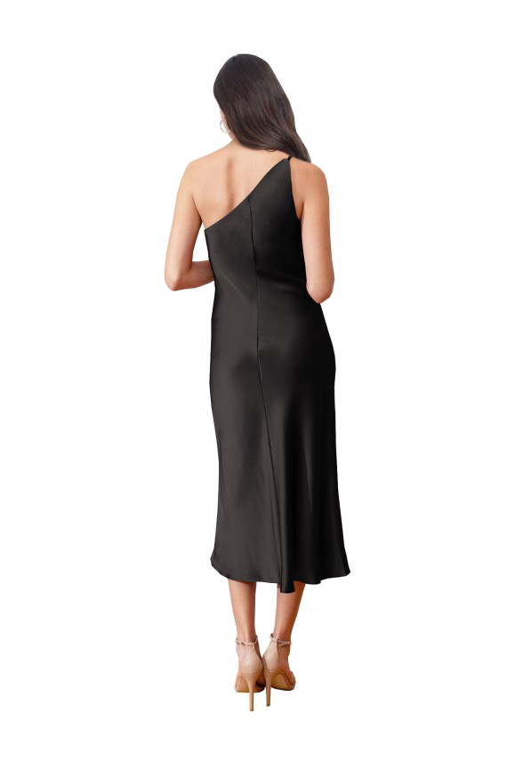 Black Sheath One Shoulder Midi Length Black Tie Evening Dress / Prom Dress / Bridesmaid Dress York