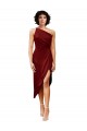 Burgundy Sheath One Shoulder Midi Length Black Tie Evening Gown / Prom Dress / Bridesmaid Dress York