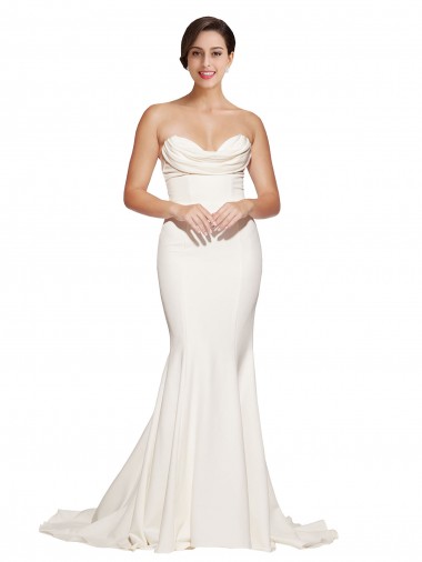Low Back Ivory Mermaid Strapless Sweep Train Formal Evening Gown / Prom Dress / Bridesmaid Dress York