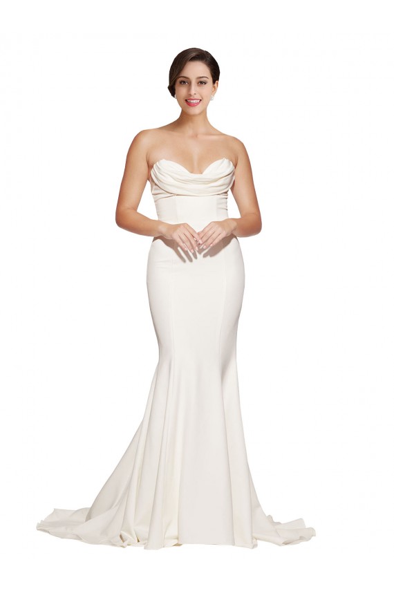 Low Back Ivory Mermaid Strapless Sweep Train Formal Evening Gown / Prom Dress / Bridesmaid Dress York