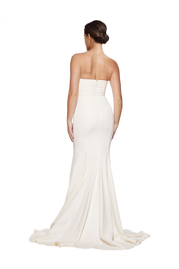 Low Back Ivory Mermaid Strapless Sweep Train Formal Evening Gown / Prom Dress / Bridesmaid Dress York