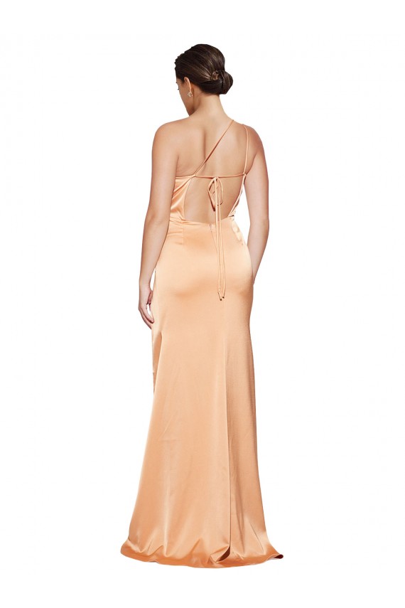 Open Back Light Copper Sheath One Shoulder Long Formal Evening Gown / Prom Dress / Bridesmaid Dress York