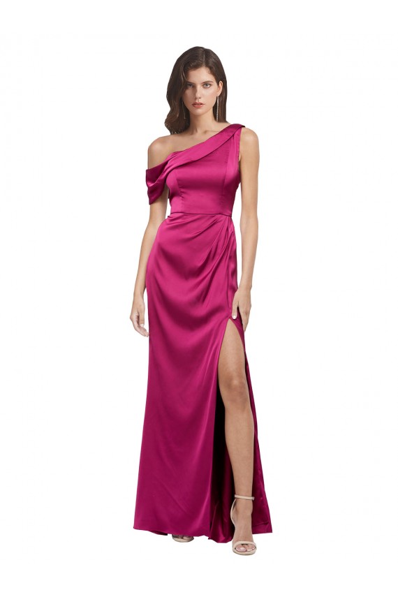 Fuchsia A-Line One Shoulder Long Bridesmaid Dress / Evening Dress York