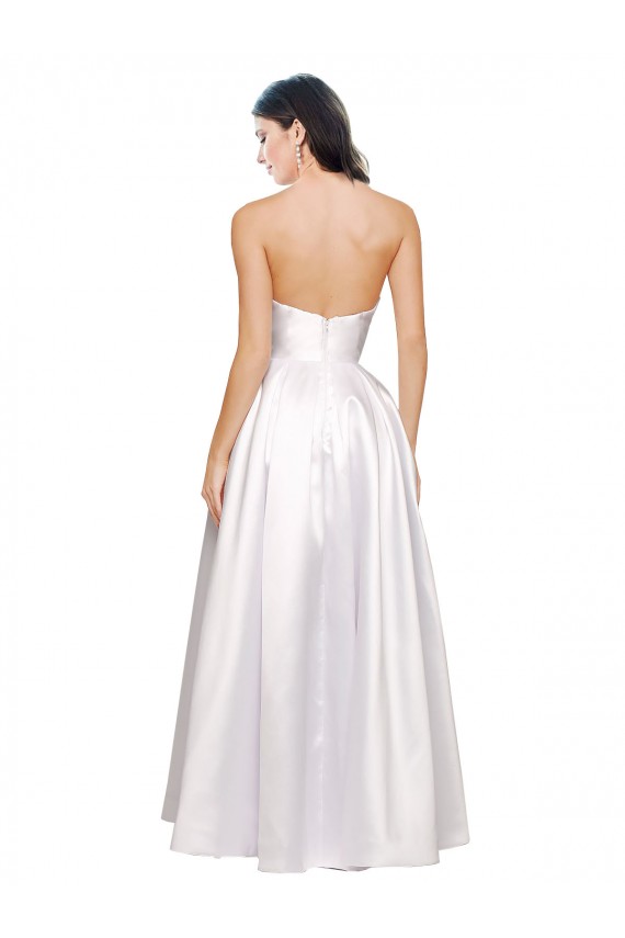 Low Back White A-Line Strapless Long Formal Evening Gown / Prom Dress / Bridesmaid Dress York