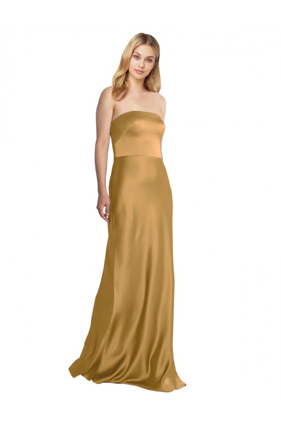 Gold A-Line Strapless Long Formal Evening Gown / Prom Dress / Bridesmaid Dress York