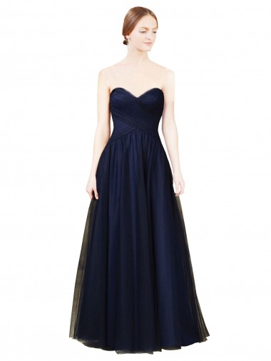 Dark Navy A-Line Strapless Long Bridesmaid Dress / Evening Dress York