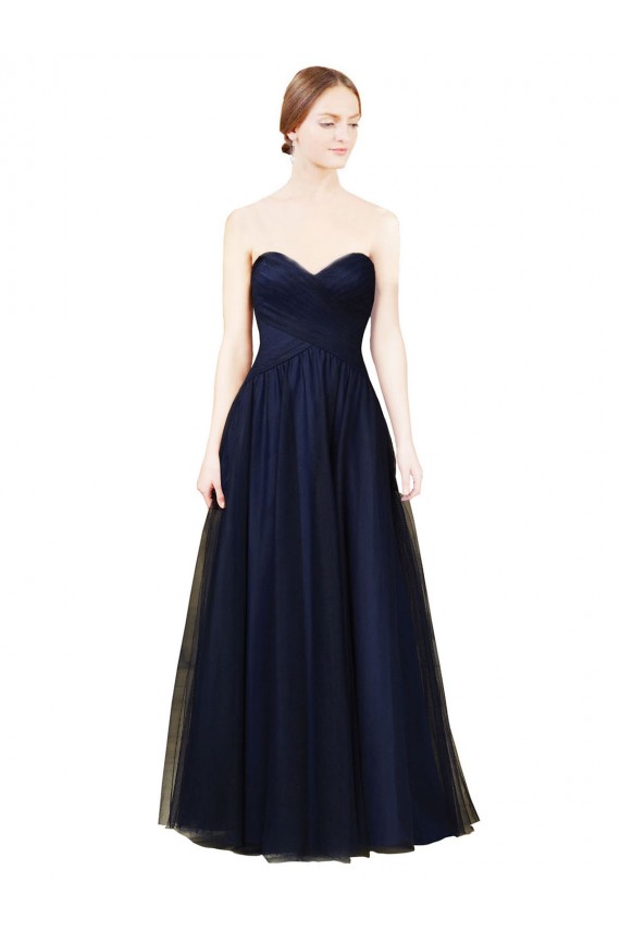 Dark Navy A-Line Strapless Long Bridesmaid Dress / Evening Dress York