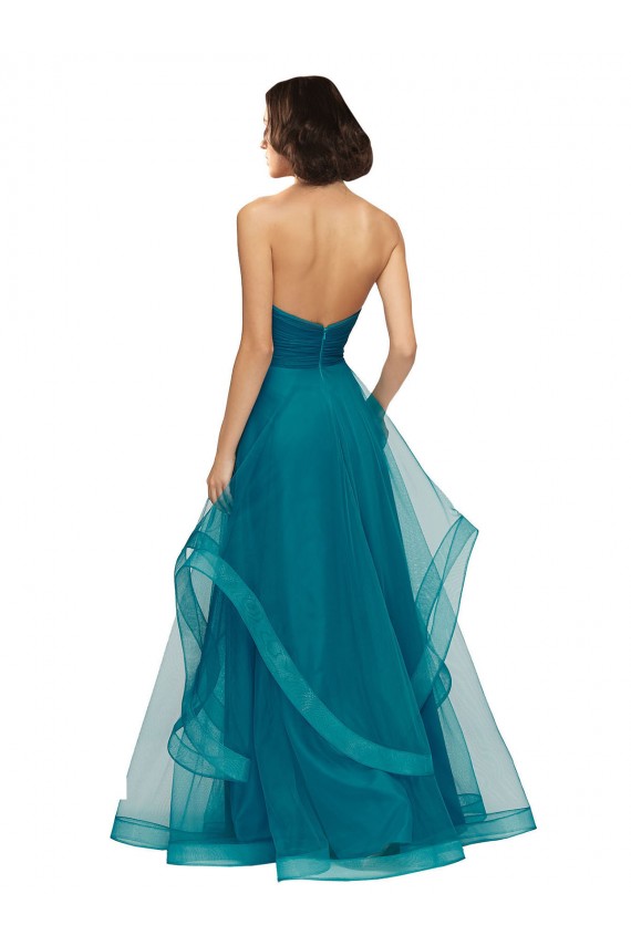 Turquoise A-Line Strapless Long Bridesmaid Dress York