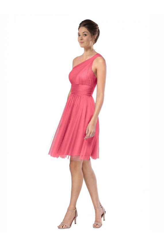 Watermelon A-Line One Shoulder Long Bridesmaid Dress York