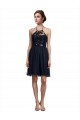 Black A-Line Halter Neck Knee Length Bridesmaid Gown York