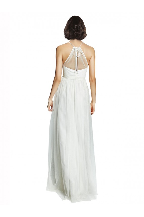 White A-Line High Neck Long Bridesmaid Dress York