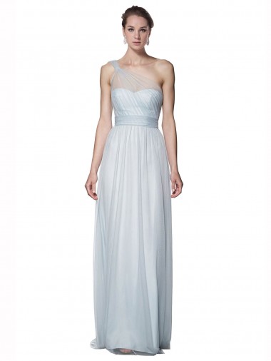 Mist A-Line One Shoulder Long Bridesmaid Dress York