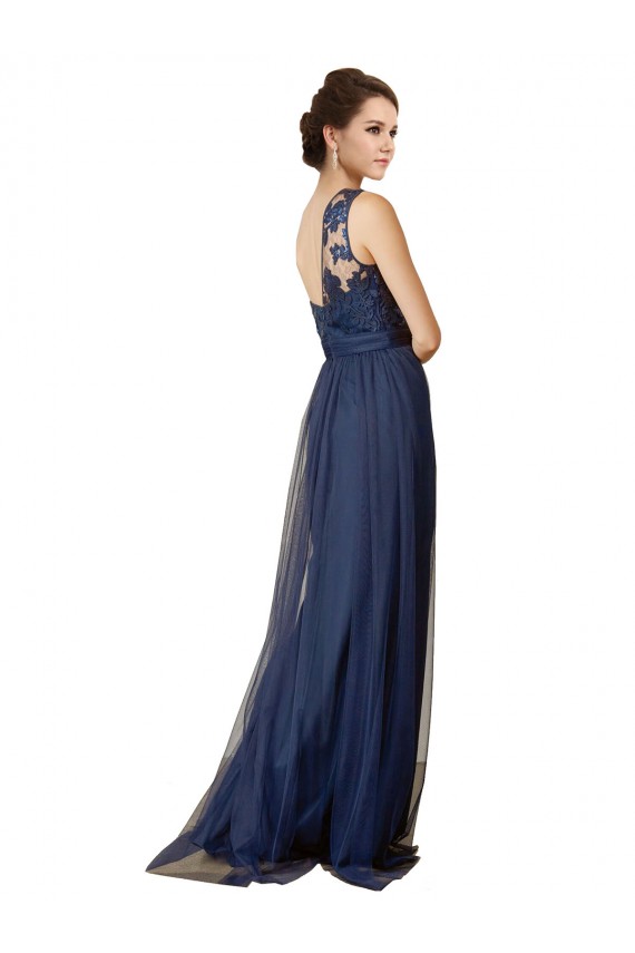 Dark Navy A-Line One Shoulder Sweep Train Bridesmaid Dress York