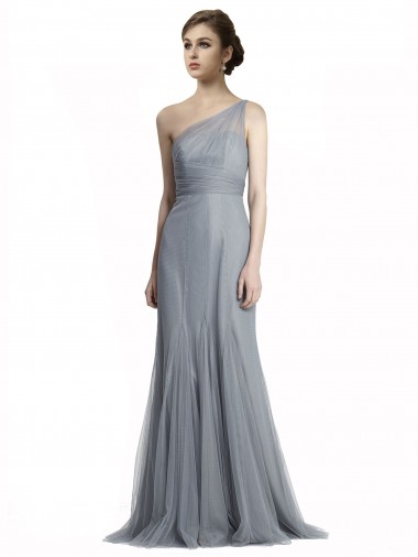 Slate Grey Mermaid One Shoulder Long Bridesmaid Dress York