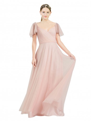 Pink A-Line V-Neck Long Formal Dress / Bridesmaid Dress York