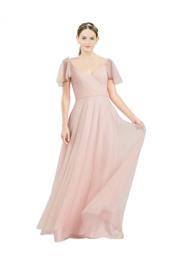 Pink A-Line V-Neck Long Formal Dress / Bridesmaid Dress York