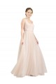 Open Back Pink A-Line Scoop Neck Long Semi Formal Evening Dress / Bridesmaid Dress York