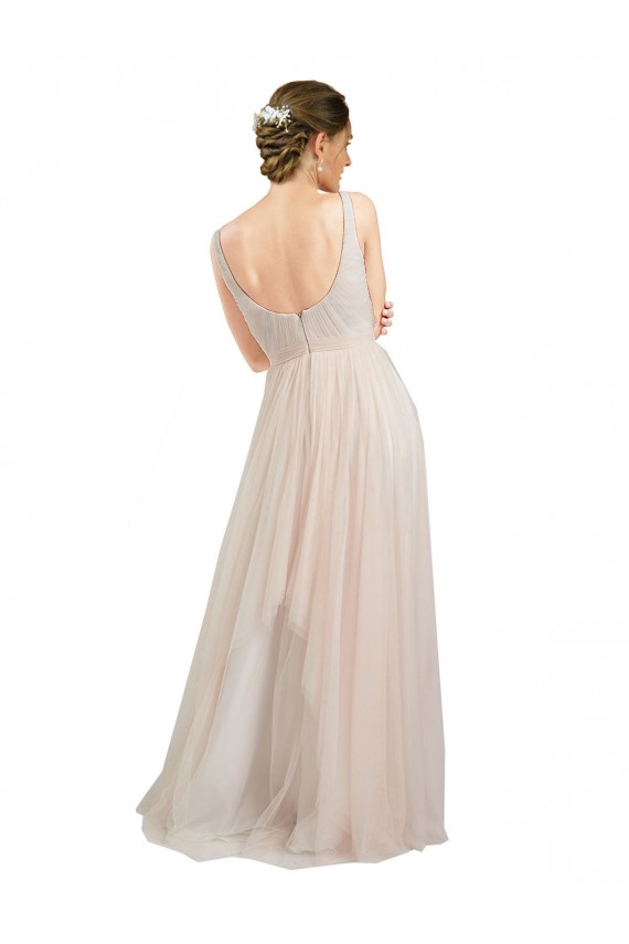 Open Back Pink A-Line Scoop Neck Long Semi Formal Evening Dress / Bridesmaid Dress York