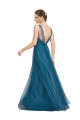 V-Back Teal Green A-Line V-Neck Long Bridesmaid Dress York
