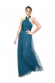 Open Back Teal Green A-Line High Neck Long Bridesmaid Dress York