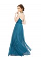 Open Back Teal Green A-Line High Neck Long Bridesmaid Dress York