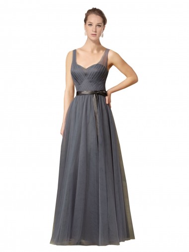 V-Back Slate Grey A-Line Sweetheart Long Formal Dress / Bridesmaid Dress York