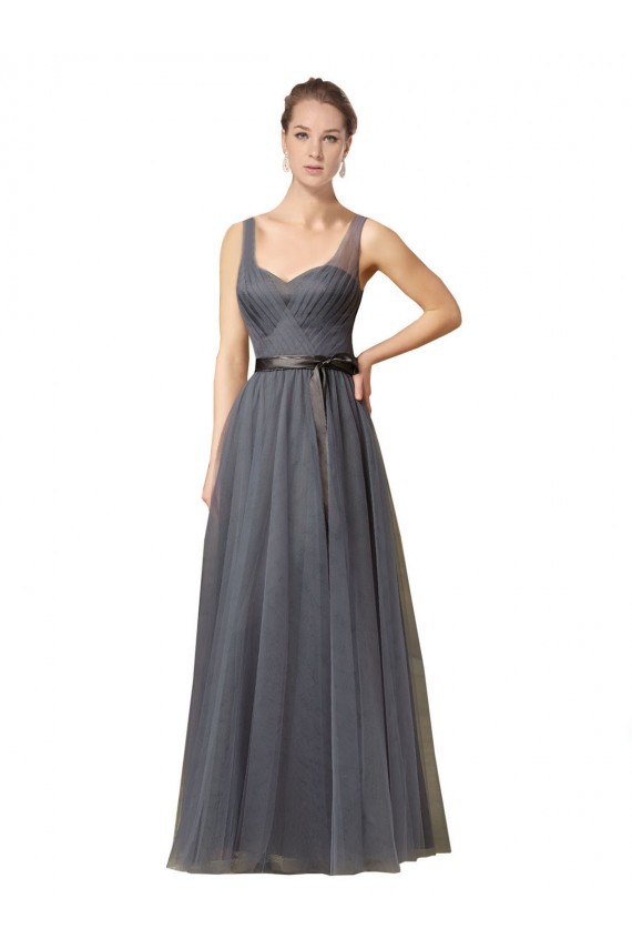 V-Back Slate Grey A-Line Sweetheart Long Formal Dress / Bridesmaid Dress York
