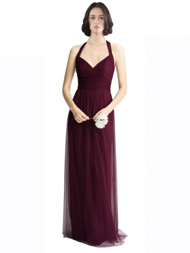 Keyhole Back Red A-Line V-Neck Long Bridesmaid Dress / Evening Dress York