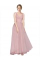 V-Back Pink A-Line V-Neck Long Bridesmaid Dress York