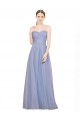 Low Back Light Sky Blue A-Line Strapless Sleeveless Long Formal Dress / Bridesmaid Dress York