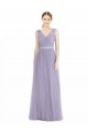 V-Back Lilac A-Line V-Neck Long Bridesmaid Dress York