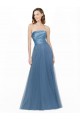 Low Back Satin & Tulle A-Line Strapless Sleeveless Long Bridesmaid Dress York