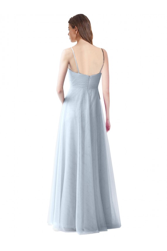 Light Sky Blue A-Line V-Neck Long Bridesmaid Dress York