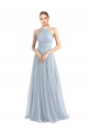 Open Back Light Sky Blue A-Line Halter Neck Long Bridesmaid Dress York