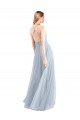 Open Back Light Sky Blue A-Line Halter Neck Long Bridesmaid Dress York