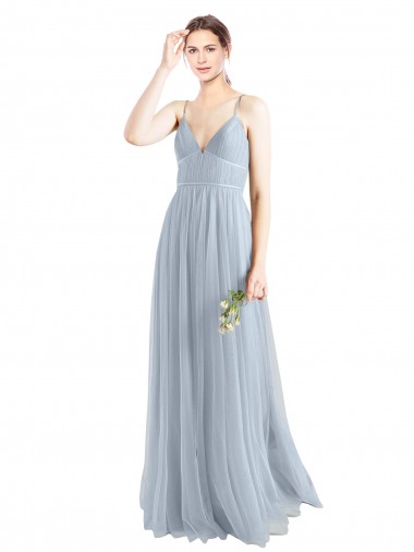 Open Back Light Sky Blue A-Line V-Neck Long Evening Dress / Bridesmaid Dress York