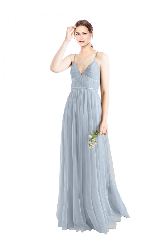 Open Back Light Sky Blue A-Line V-Neck Long Evening Dress / Bridesmaid Dress York