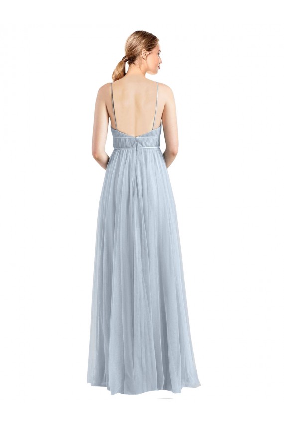 Open Back Light Sky Blue A-Line V-Neck Long Evening Dress / Bridesmaid Dress York