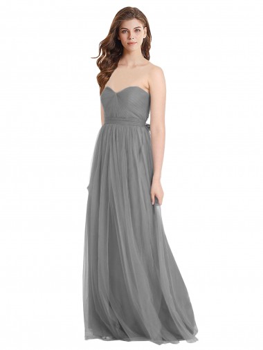 Slate Grey A-Line Sweetheart Long Bridesmaid Gown York