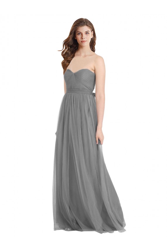 Slate Grey A-Line Sweetheart Long Bridesmaid Gown York