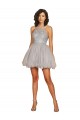 Open Back Silver A-Line Halter Neck Short Bridesmaid Dress York