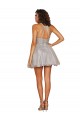 Open Back Silver A-Line Halter Neck Short Bridesmaid Dress York