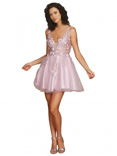 V-Back A-Line V-Neck Short Bridesmaid Dress York