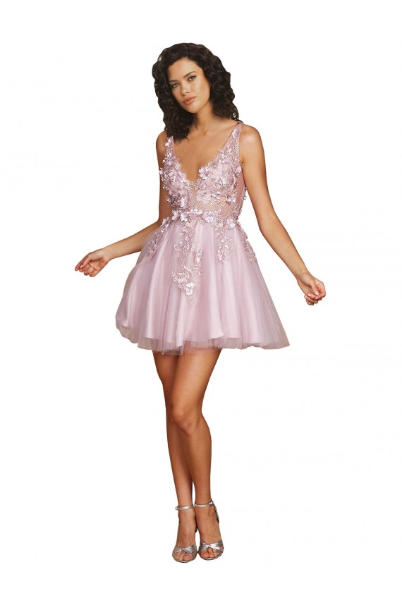 V-Back A-Line V-Neck Short Bridesmaid Dress York