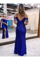 Royal Blue Sheath V-Neck Long Prom Dress / Evening Dress York