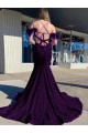 Plum Purple Sheath V-Neck Court Train Prom Dress / Evening Dress York