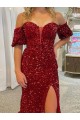 Red Sheath Off the Shoulder Court Train Prom Dress / Evening Dress York